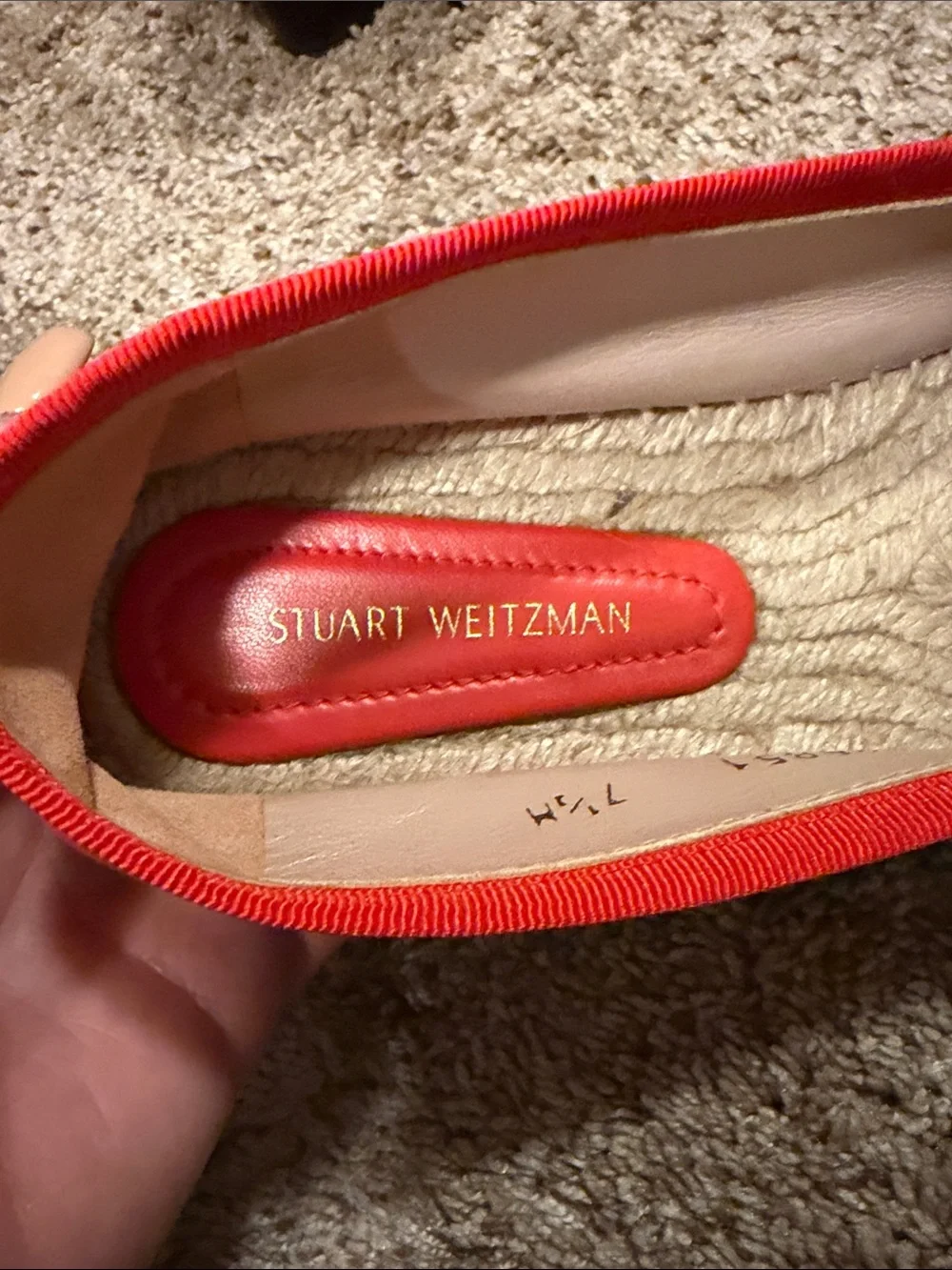 Stuart Weitzman Vibrant Orange Canvas Espadrilles 7.5